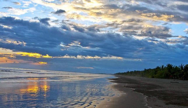 Panama Las Lajas beach and sunset